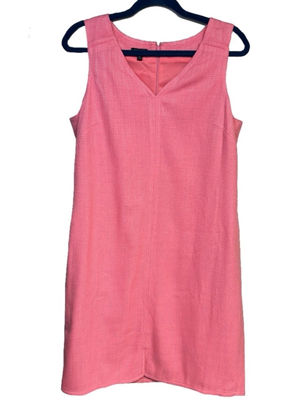 Talbots Pink Coral Cotton Woven Sheath Dress Size 12p Sleeveless Career Office